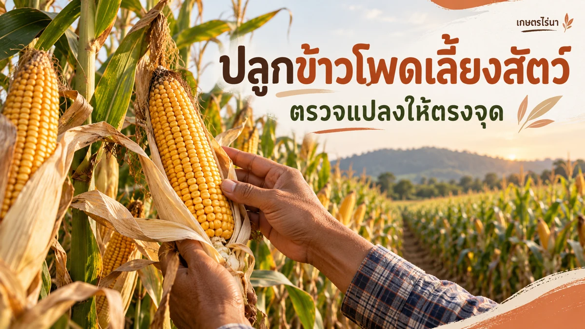 ปลูกข้าวโพดเลี้ยงสัตว์ — ตรวจแปลงให้ตรงจุด พร้อมข้อความไทย