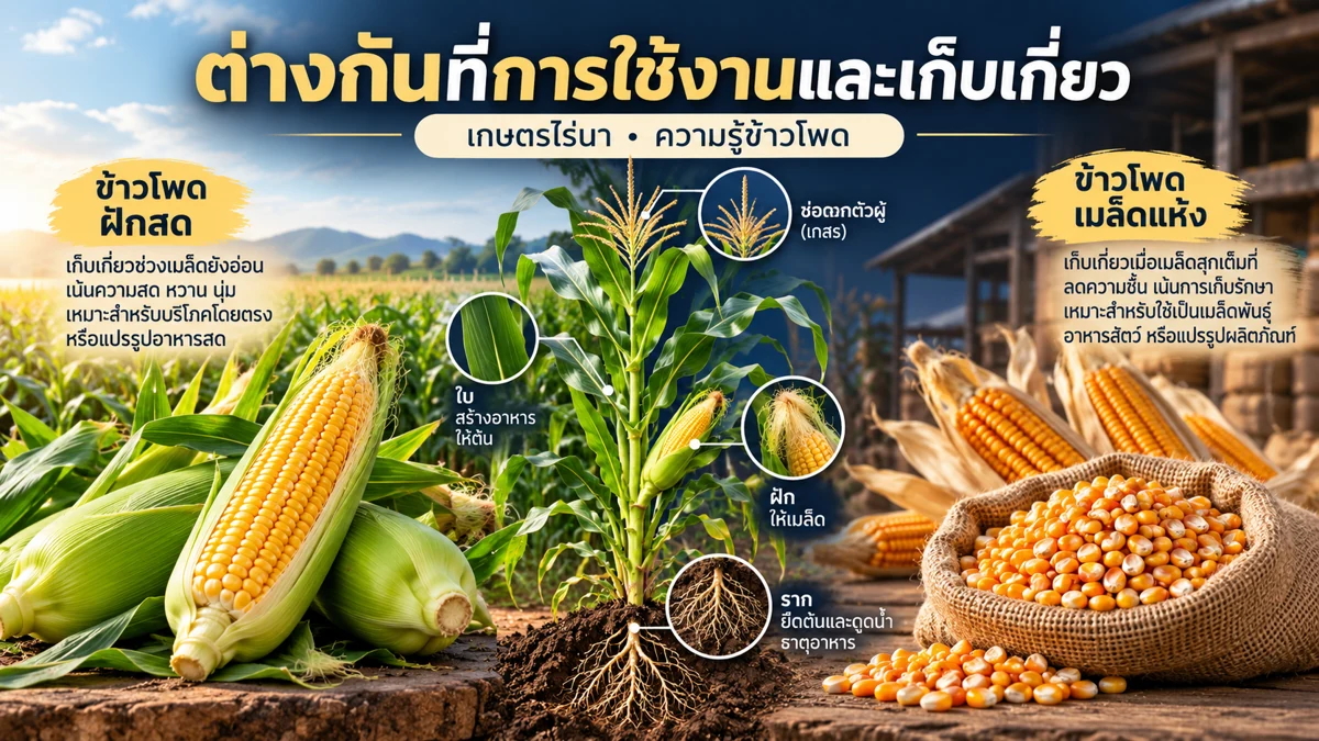 ข้าวโพดหวานกับข้าวโพดเลี้ยงสัตว์ ภาพอธิบายจุดตรวจและหลักการ
