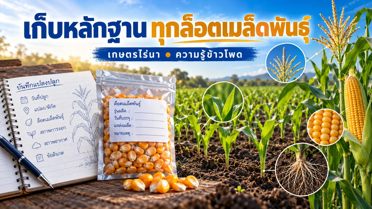เมล็ดพันธุ์ข้าวโพดลูกผสม ภาพขั้นตอนดูแลและวางแผนแปลง