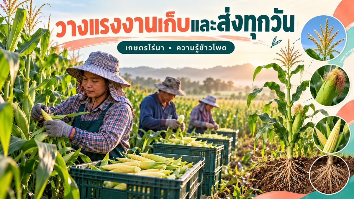 ปลูกข้าวโพดฝักอ่อน ภาพขั้นตอนดูแลและวางแผนแปลง