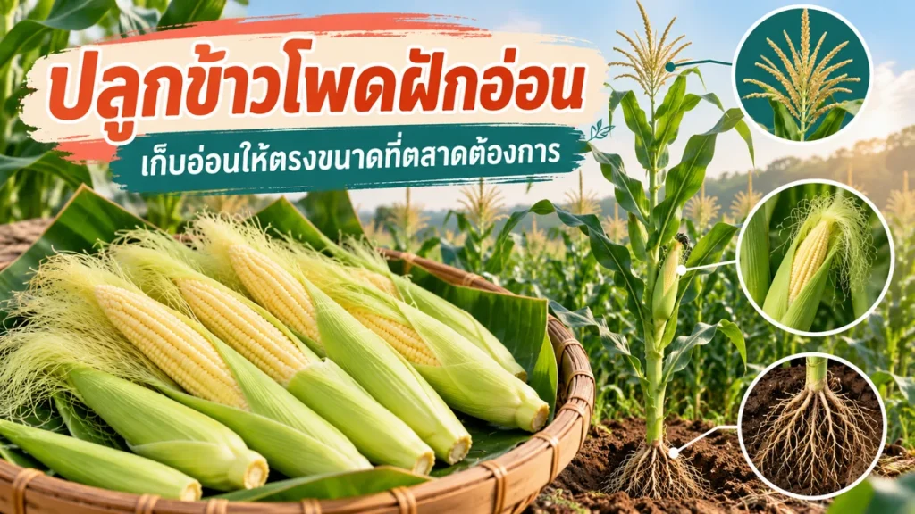 ปลูกข้าวโพดฝักอ่อน เก็บอ่อนให้ตรงขนาดที่ตลาดต้องการ