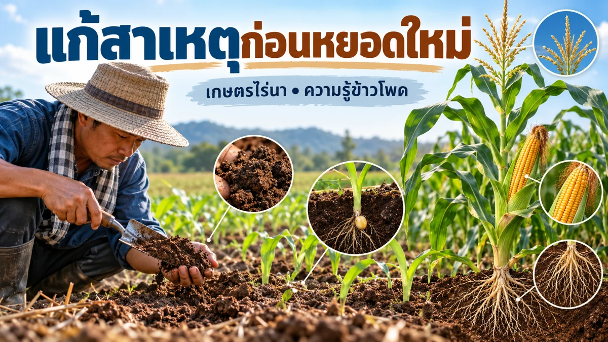 ข้าวโพดไม่งอก ภาพขั้นตอนดูแลและวางแผนแปลง