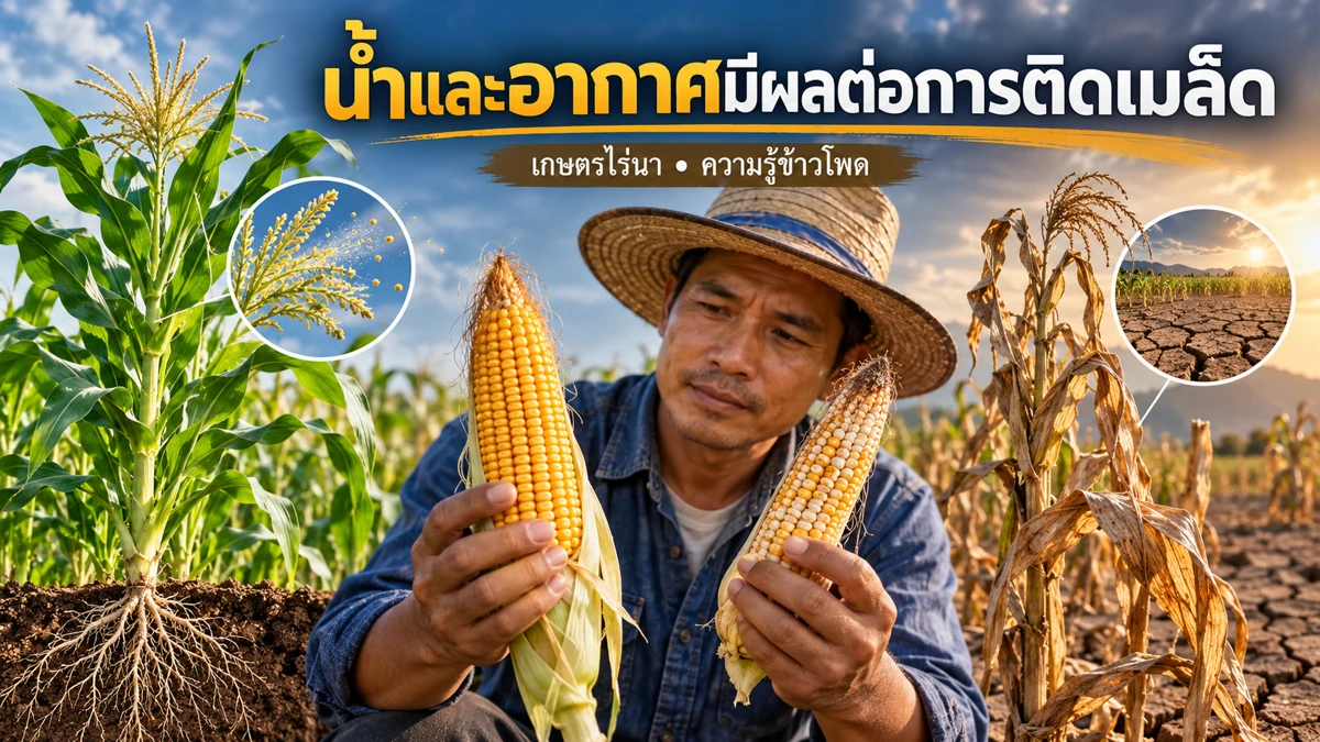 ข้าวโพดผสมเกสรไม่ติด ภาพขั้นตอนดูแลและวางแผนแปลง