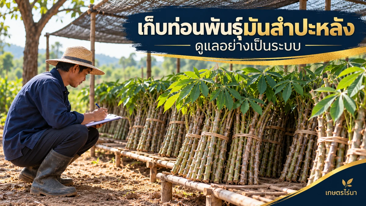 เก็บท่อนพันธุ์มันสำปะหลัง ไม่ใช้จำนวนวันเป็นใบรับประกัน พร้อมข้อความไทย
