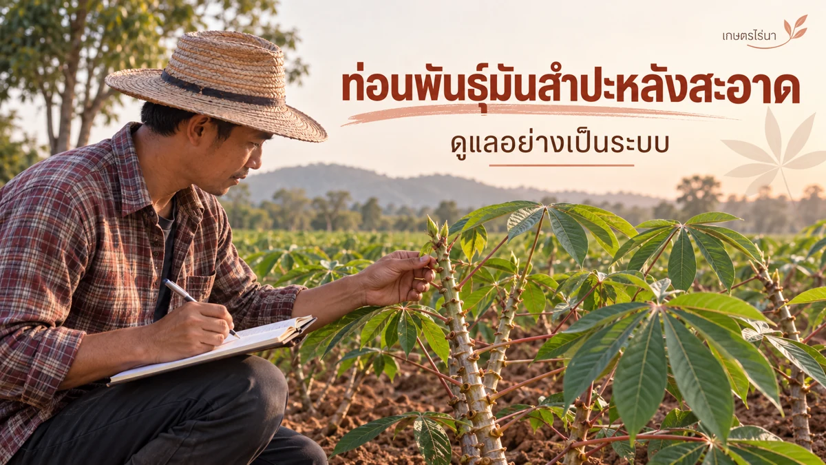 ท่อนพันธุ์มันสำปะหลังสะอาด รับเข้าเป็นรุ่นและบันทึก พร้อมข้อความไทย