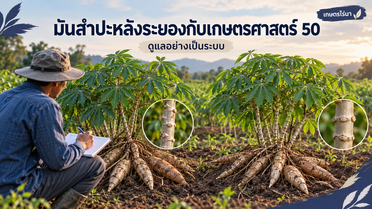มันสำปะหลังระยองกับเกษตรศาสตร์ 50 ทำตารางเลือกของสวนตนเอง พร้อมข้อความไทย