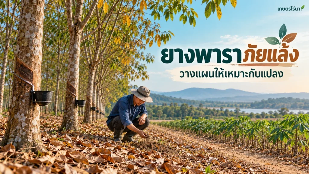 ยางพาราภัยแล้ง พร้อมข้อความไทย