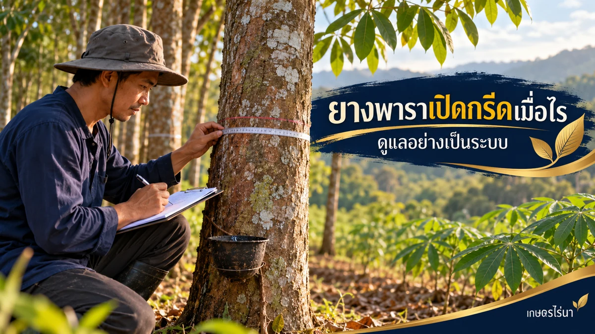 ยางพาราเปิดกรีดเมื่อไร ตรวจเปลือกและเตรียมช่างกรีด พร้อมข้อความไทย