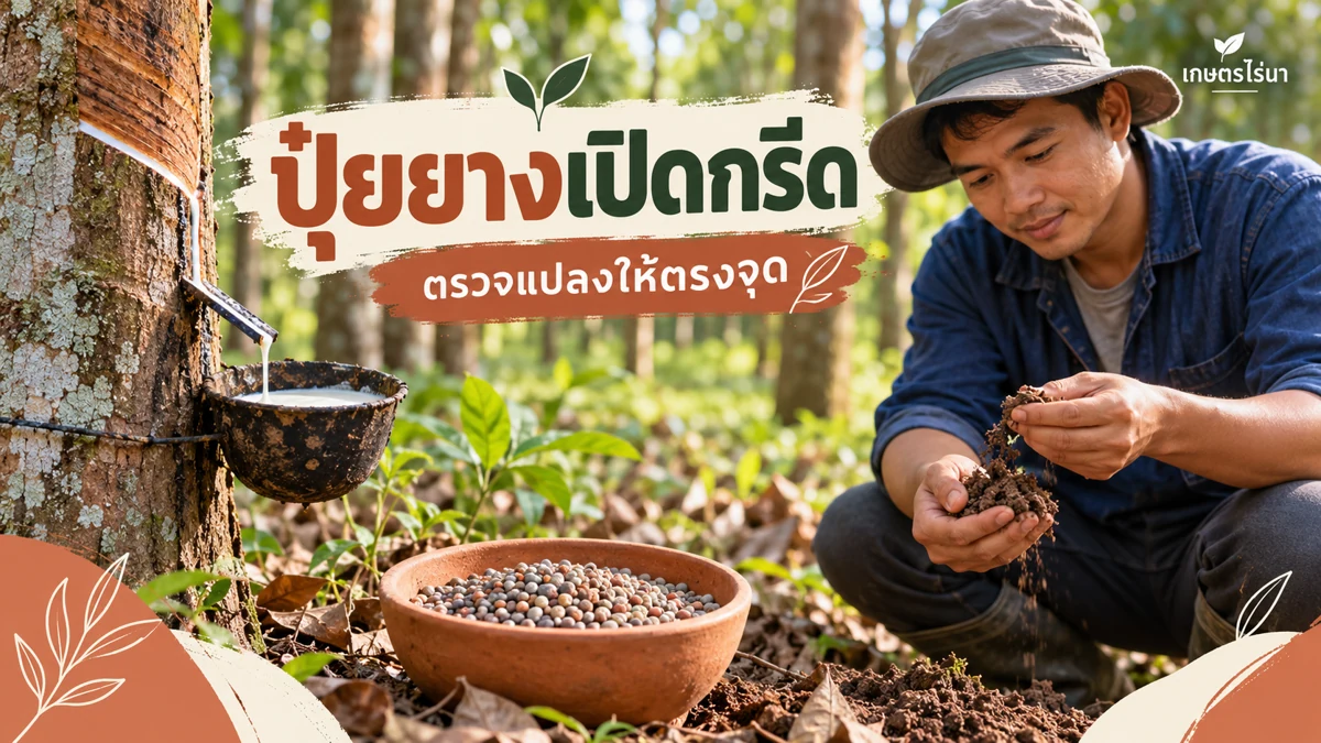 ปุ๋ยยางเปิดกรีด อย่าคัดลอกสูตรยางเล็ก ภาพประกอบพร้อมข้อความไทย