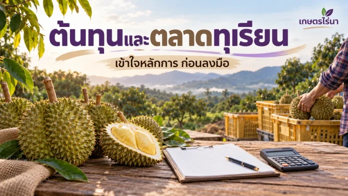 dr-4-cover ต้นทุนและตลาดทุเรียน ภาพประกอบพร้อมข้อความไทย