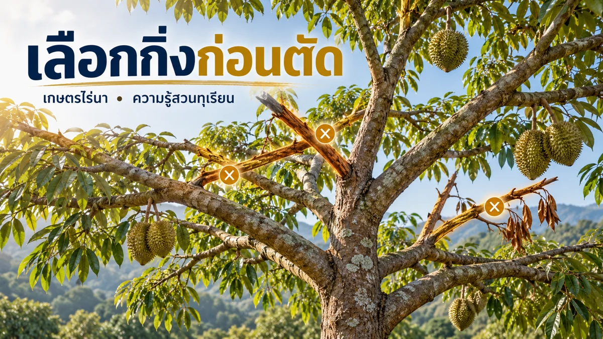 ตัดแต่งทรงพุ่มทุเรียน แนวทางตรวจและเตรียมสวน