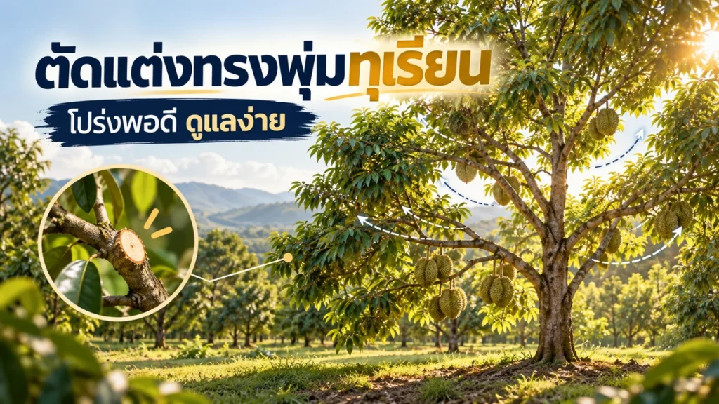 ตัดแต่งทรงพุ่มทุเรียน โปร่งพอดี ดูแลง่าย