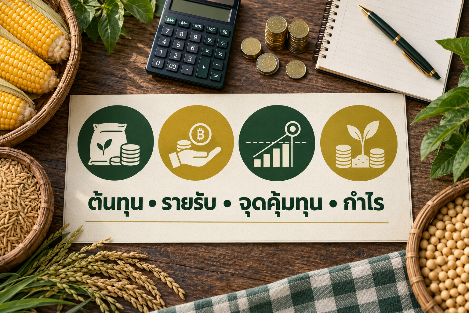 สรุปต้นทุน รายรับ จุดคุ้มทุน และกำไรสำหรับการวางแผนเกษตร