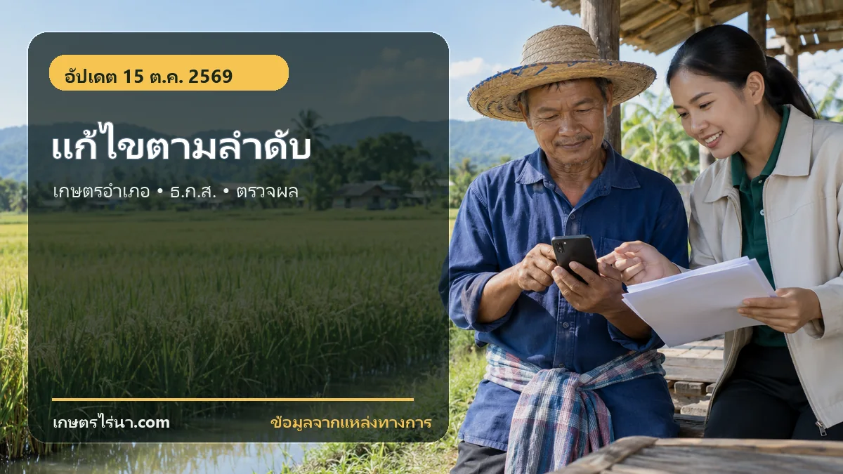 แก้ปัญหาตามลำดับ: เกษตรอำเภอ ธ.ก.ส. และตรวจผล