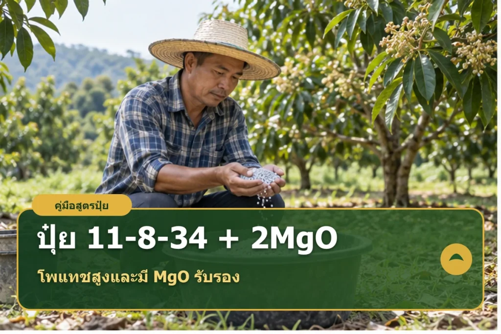 หน้าปกคู่มือปุ๋ยสูตร 11-8-34+2MgO ที่มีโพแทชสูงและแมกนีเซียมในรูป MgO