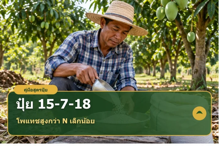 fertilizer-15-7-18-cover หน้าปกคู่มือปุ๋ยสูตร 15-7-18 และวิธีคำนวณธาตุที่ถึงเพดานก่อน