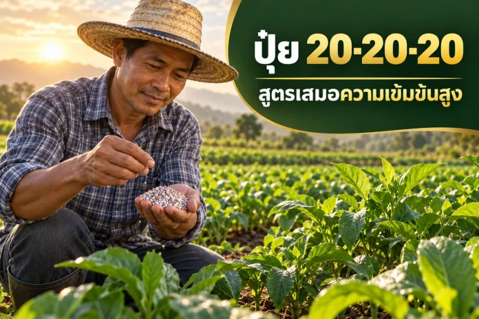 fertilizer-20-20-20-cover หน้าปกคู่มือปุ๋ยสูตร 20-20-20 พร้อมข้อความสูตรเสมอความเข้มข้นสูง