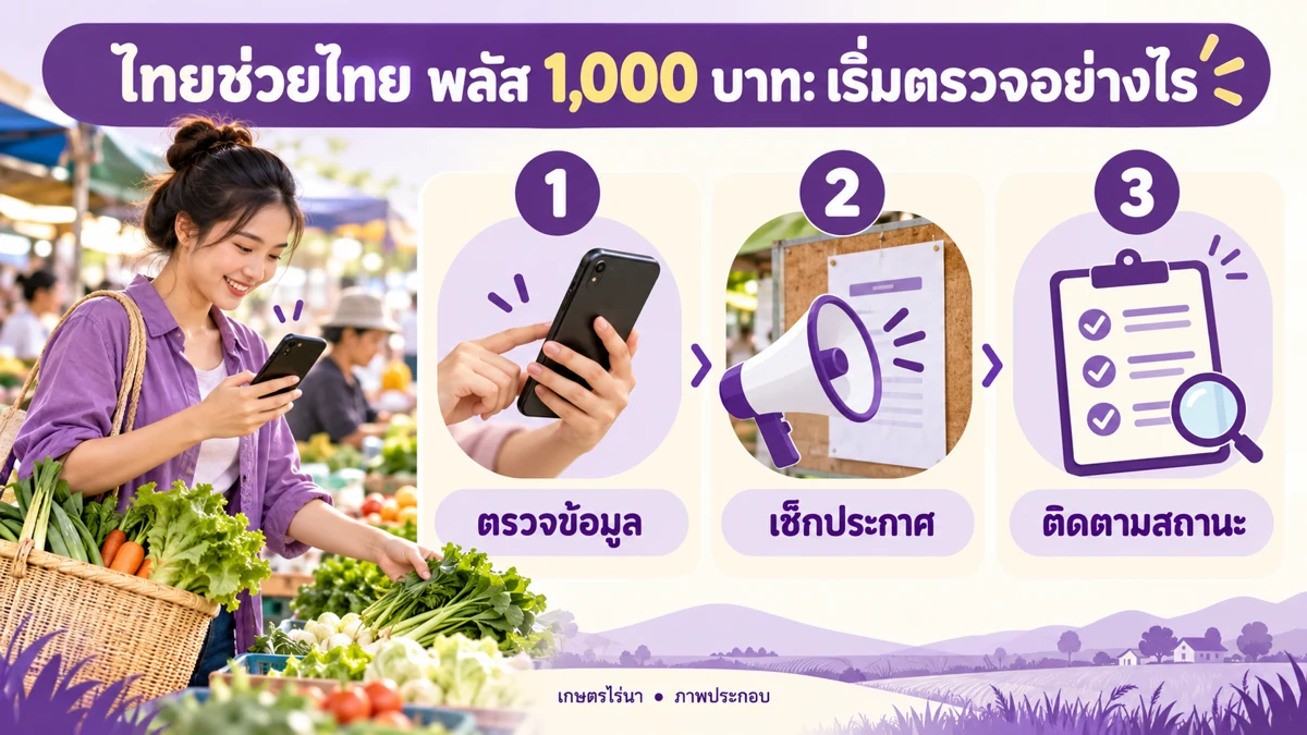 ไทยช่วยไทย พลัส 1000 บาท ขั้นตรวจข้อมูล เช็กประกาศ และติดตามสถานะ