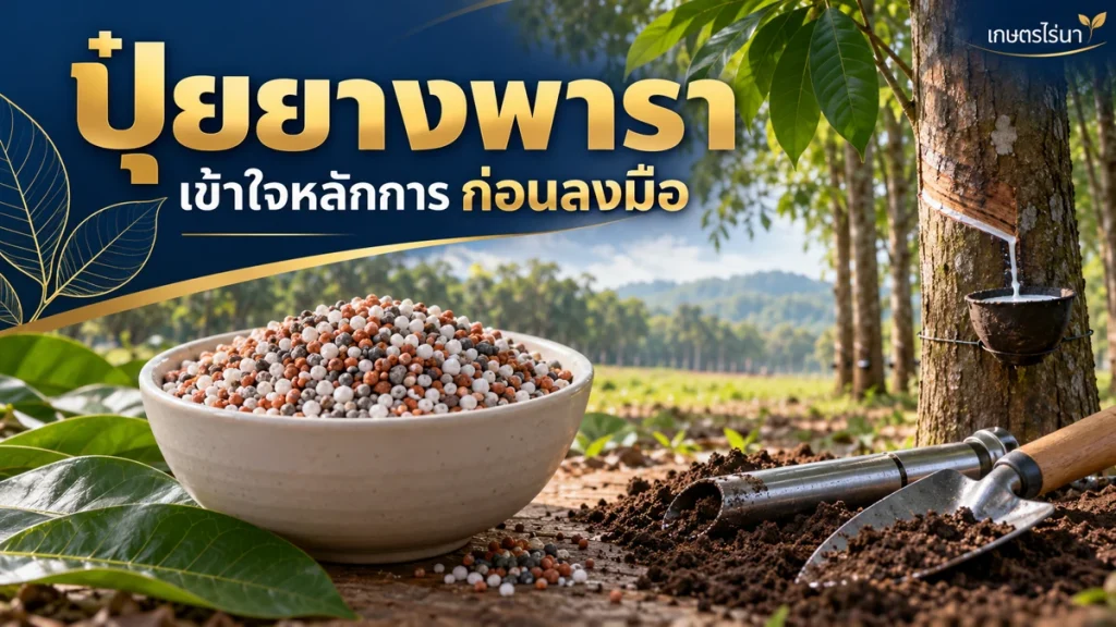 ปุ๋ยยางพารา พร้อมข้อความ เข้าใจหลักการก่อนลงมือ — ภาพประกอบ AI