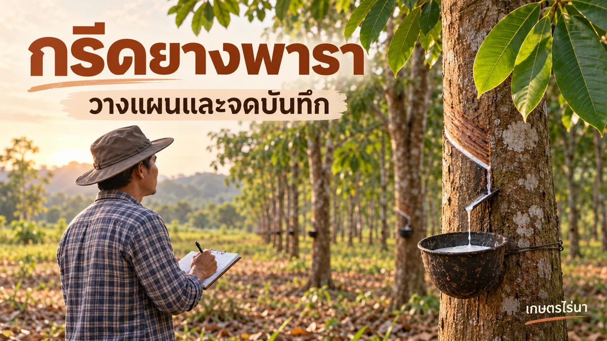 กรีดยางพารา — วางแผนและจดบันทึก พร้อมข้อความไทย