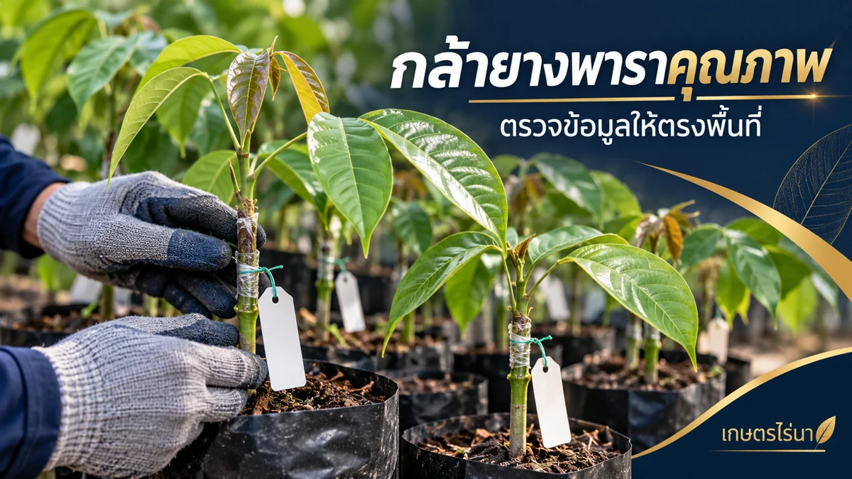 กล้ายางพาราคุณภาพ — ตรวจข้อมูลและสภาพแปลง พร้อมข้อความไทย