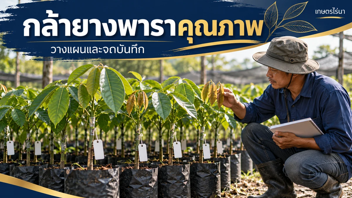 กล้ายางพาราคุณภาพ — วางแผนและจดบันทึก พร้อมข้อความไทย