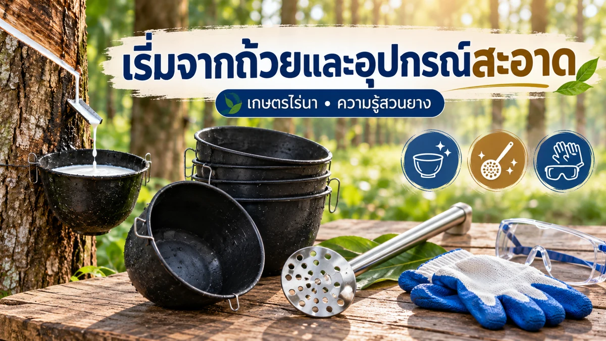 ทำยางก้อนถ้วยคุณภาพ ภาพอธิบายจุดตรวจและข้อสังเกต