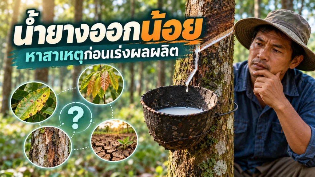 น้ำยางออกน้อย หาสาเหตุก่อนเร่งผลผลิต