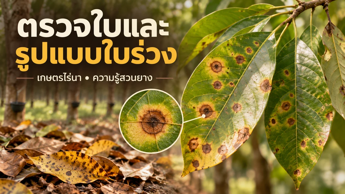 โรคใบร่วงยางพารา ภาพอธิบายจุดตรวจและข้อสังเกต
