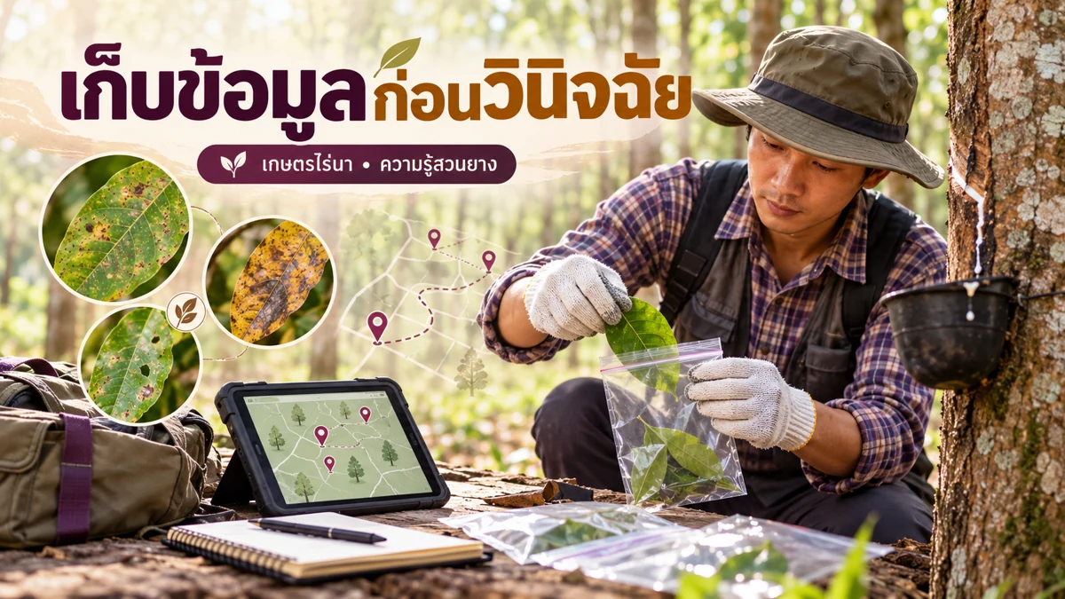 โรคใบร่วงยางพารา ภาพแนวทางดูแลและติดตามสวน