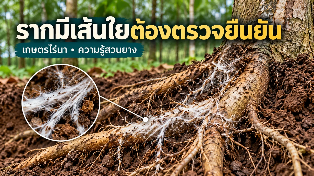 โรครากขาวยางพารา ภาพอธิบายจุดตรวจและข้อสังเกต