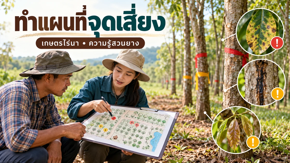 โรครากขาวยางพารา ภาพแนวทางดูแลและติดตามสวน