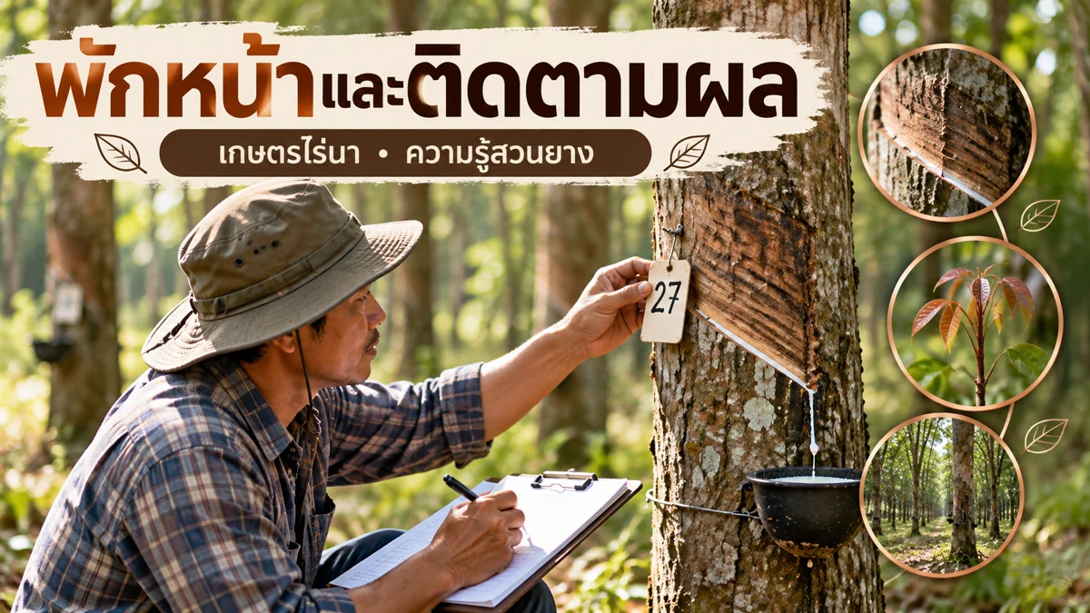 ยางพาราเปลือกแห้ง ภาพแนวทางดูแลและติดตามสวน