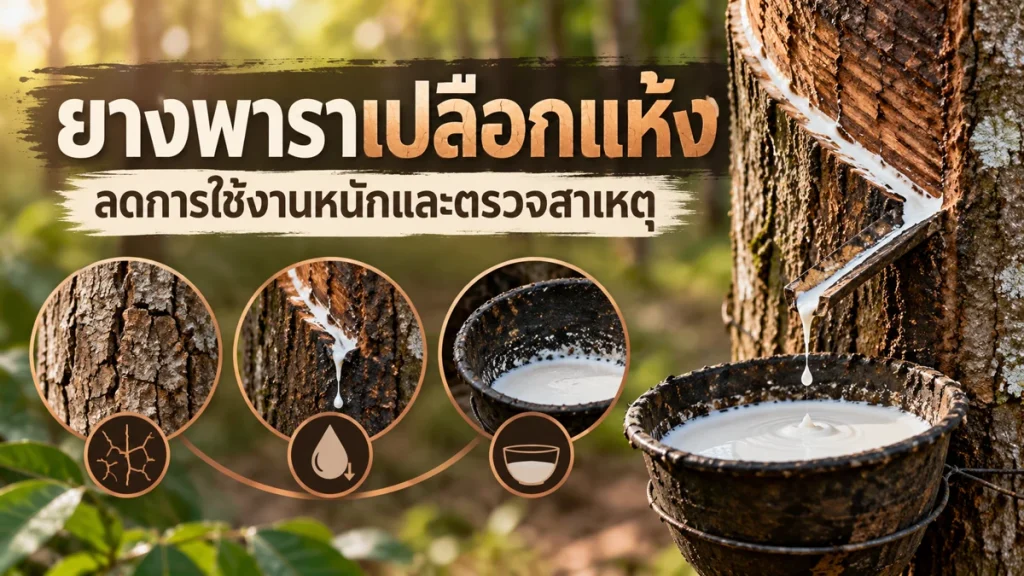 ยางพาราเปลือกแห้ง ลดการใช้งานหนักและตรวจสาเหตุ