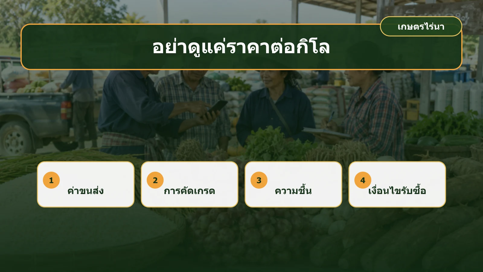 รายการต้นทุนและเงื่อนไขที่ต้องเช็กก่อนขายผลผลิต