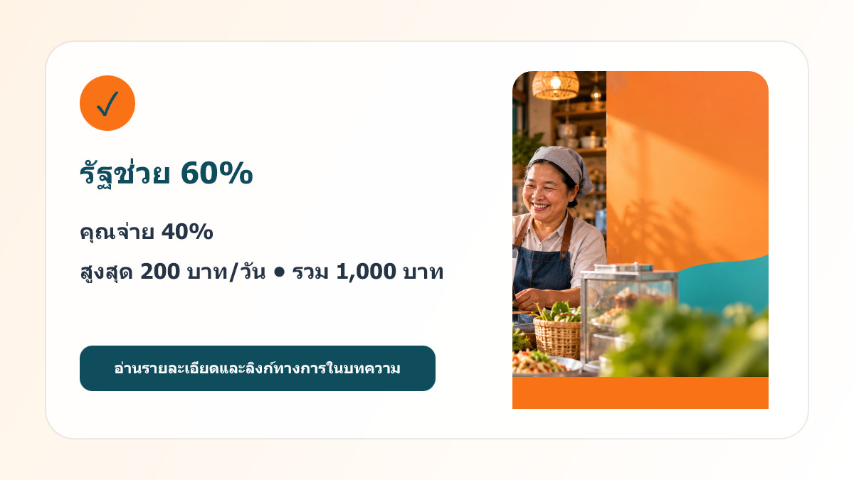วงเงินไทยช่วยไทย พลัส รัฐช่วยร้อยละ 60 สูงสุด 1000 บาท