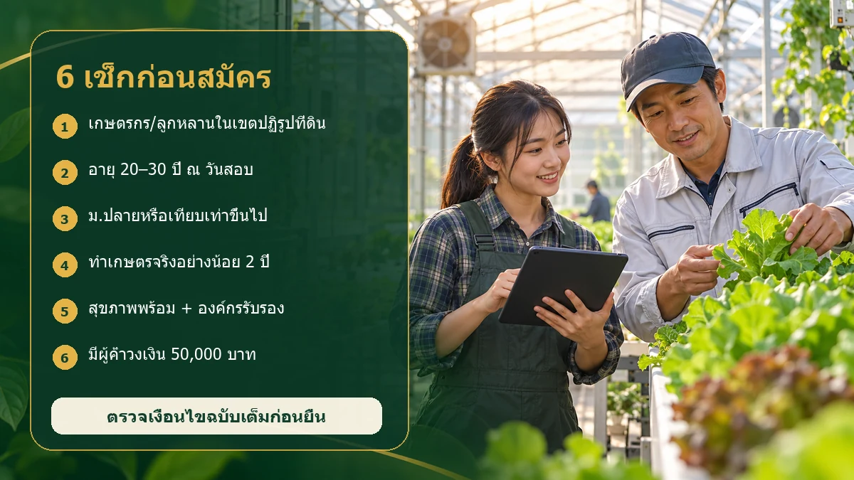 อินโฟกราฟิก 6 คุณสมบัติเบื้องต้นของผู้สมัครฝึกงานเกษตรที่ญี่ปุ่นผ่าน ส.ป.ก.